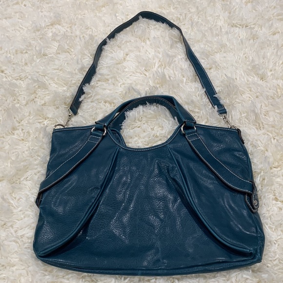 NEW YORK AND COMPANY VEGAN LEATHER SLOUCHY HOBO BAG - TEAL - Picture 2 of 10